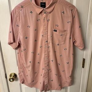 RVCA Pink Casual Button Down Shirt with Flower Pattern